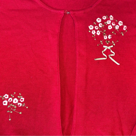 Red Floral Embroidered Cardigan - Picture 2 of 8